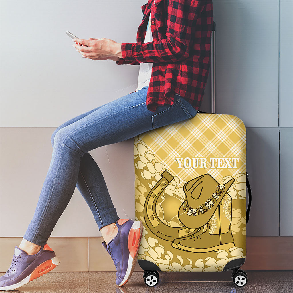 Melemele Hawaii Cowboy Palaka Motifs Personalised Luggage Cover Paniolo Festival Puakenikeni Lei LT14 - Polynesian Pride