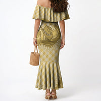 Melemele Hawaii Cowboy Palaka Motifs Personalised Mermaid Dress Paniolo Festival Puakenikeni Lei LT14 - Polynesian Pride