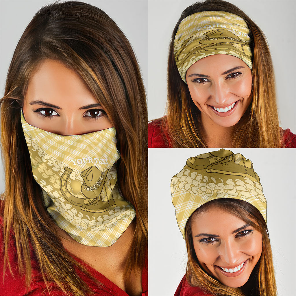 Melemele Hawaii Cowboy Palaka Motifs Personalised Neck Gaiter Paniolo Festival Puakenikeni Lei LT14 - Polynesian Pride