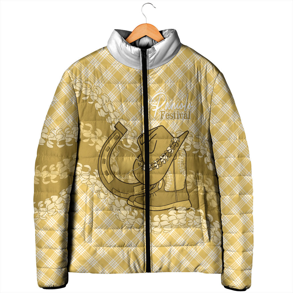 Melemele Hawaii Cowboy Palaka Motifs Personalised Padded Jacket Paniolo Festival Puakenikeni Lei LT14 - Polynesian Pride