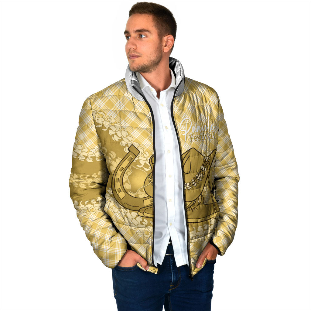 Melemele Hawaii Cowboy Palaka Motifs Personalised Padded Jacket Paniolo Festival Puakenikeni Lei LT14 - Polynesian Pride