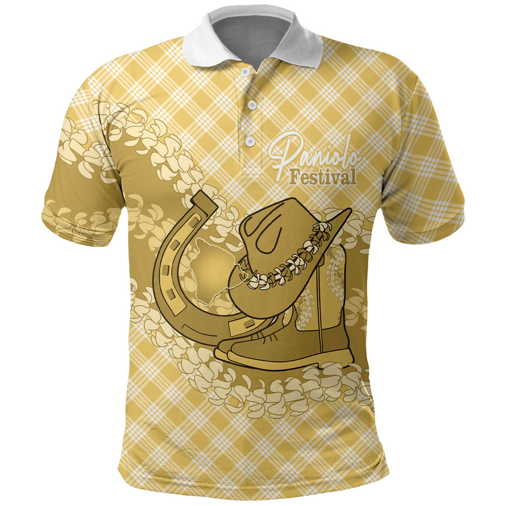 Melemele Hawaii Cowboy Palaka Motifs Personalised Polo Shirt Paniolo Festival Puakenikeni Lei LT14 Yellow - Polynesian Pride
