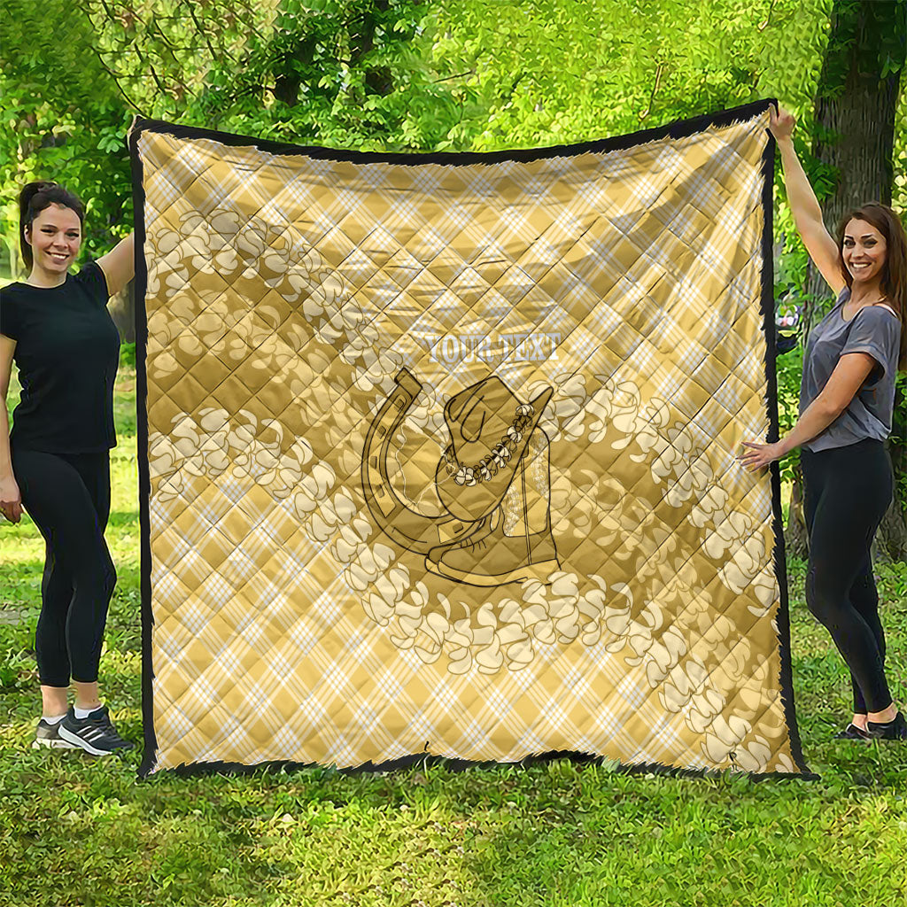 Melemele Hawaii Cowboy Palaka Motifs Personalised Quilt Paniolo Festival Puakenikeni Lei LT14 - Polynesian Pride