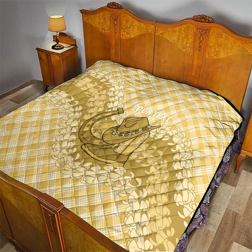 Melemele Hawaii Cowboy Palaka Motifs Personalised Quilt Paniolo Festival Puakenikeni Lei LT14 - Polynesian Pride
