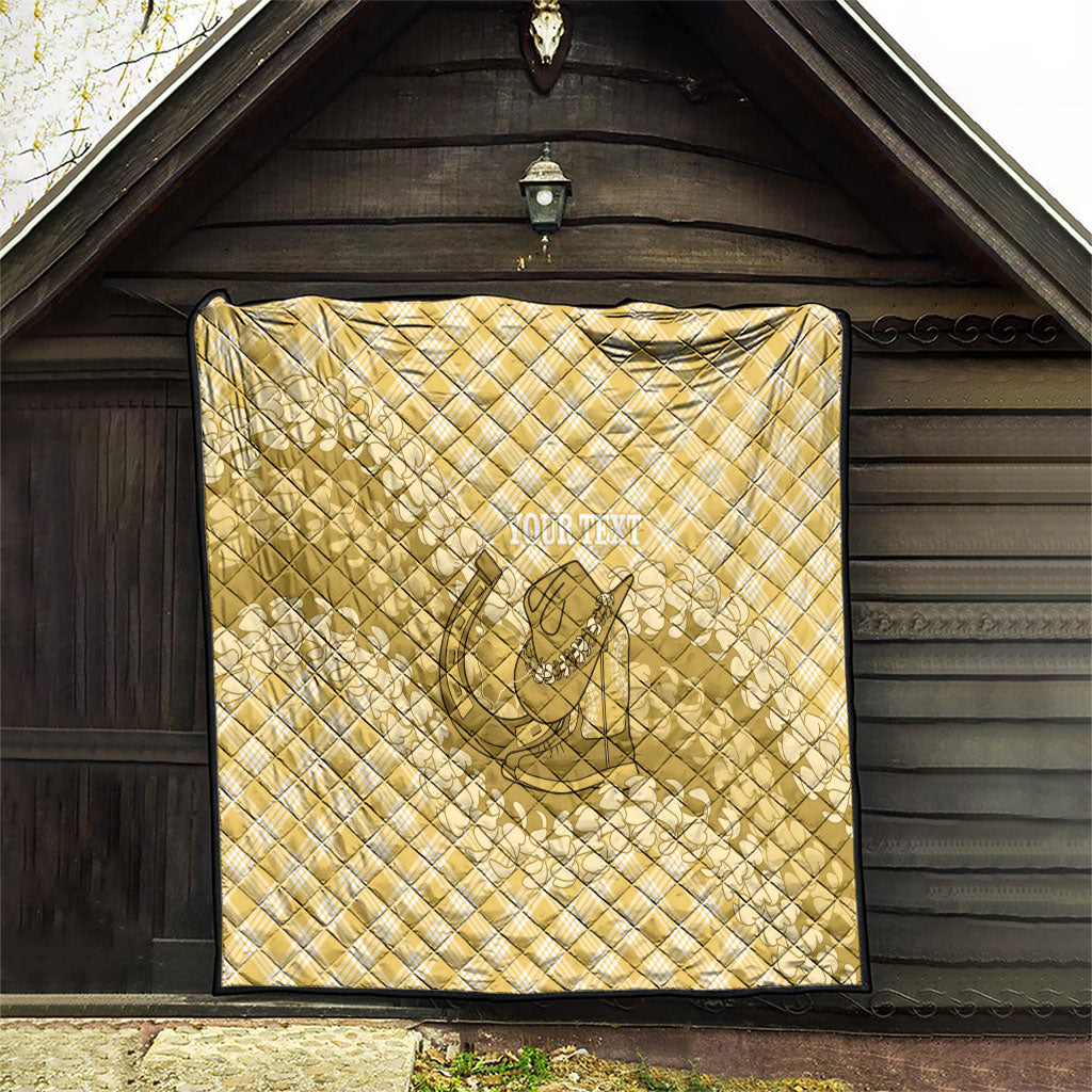 Melemele Hawaii Cowboy Palaka Motifs Personalised Quilt Paniolo Festival Puakenikeni Lei LT14 - Polynesian Pride
