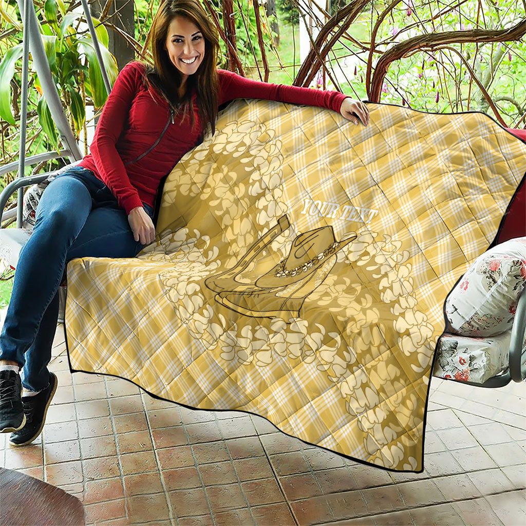 Melemele Hawaii Cowboy Palaka Motifs Personalised Quilt Paniolo Festival Puakenikeni Lei LT14 - Polynesian Pride