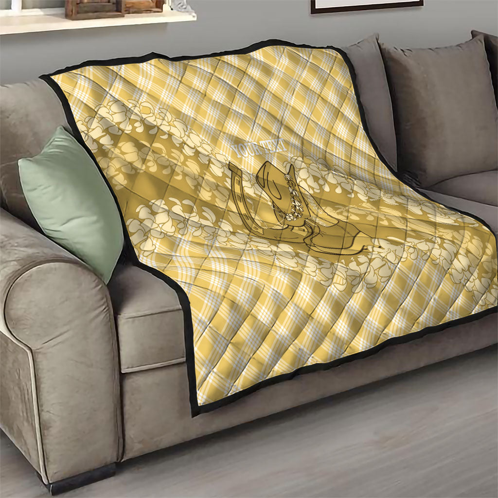 Melemele Hawaii Cowboy Palaka Motifs Personalised Quilt Paniolo Festival Puakenikeni Lei LT14 - Polynesian Pride
