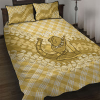 Melemele Hawaii Cowboy Palaka Motifs Personalised Quilt Bed Set Paniolo Festival Puakenikeni Lei LT14 Yellow - Polynesian Pride