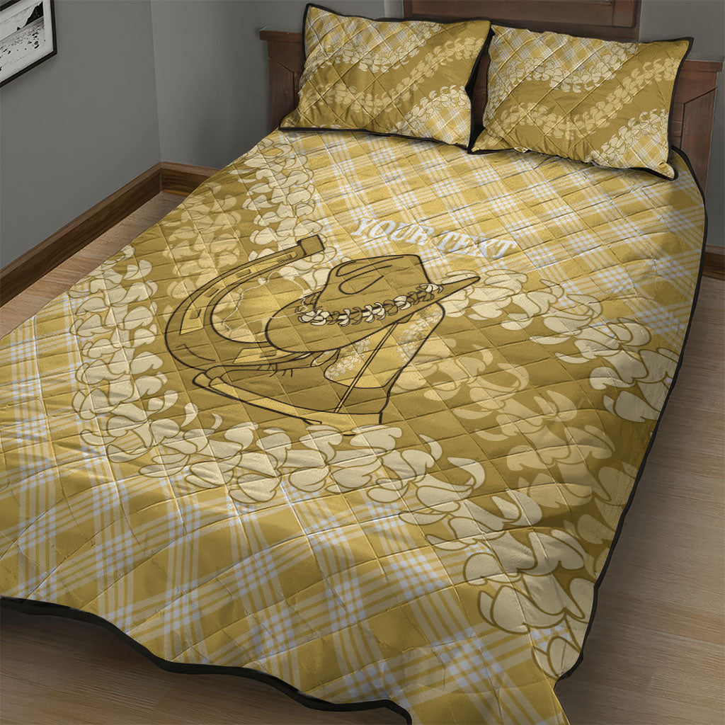 Melemele Hawaii Cowboy Palaka Motifs Personalised Quilt Bed Set Paniolo Festival Puakenikeni Lei LT14 - Polynesian Pride