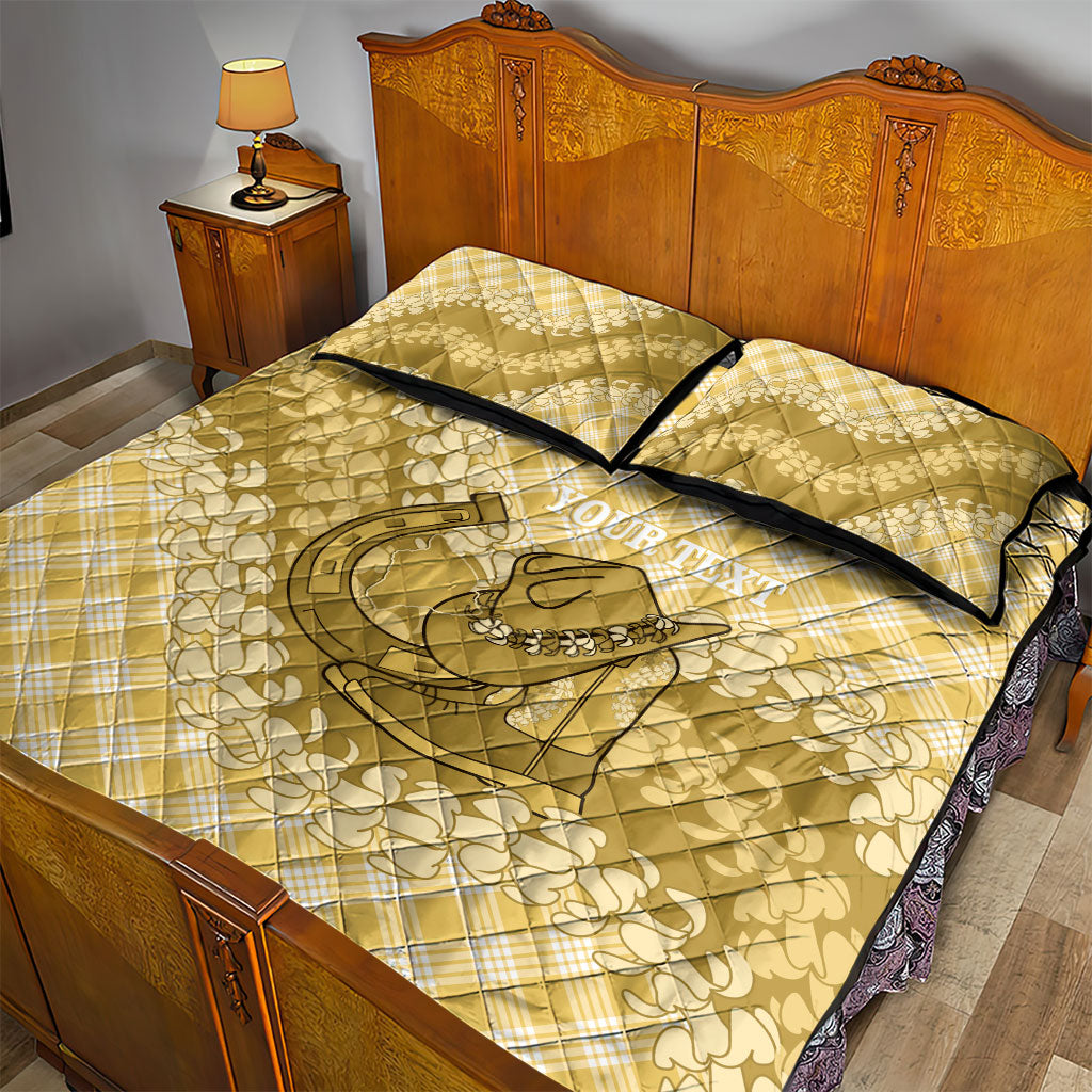 Melemele Hawaii Cowboy Palaka Motifs Personalised Quilt Bed Set Paniolo Festival Puakenikeni Lei LT14 - Polynesian Pride