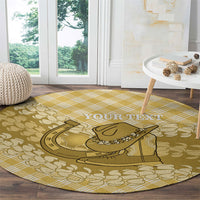 Melemele Hawaii Cowboy Palaka Motifs Personalised Round Carpet Paniolo Festival Puakenikeni Lei LT14 - Polynesian Pride