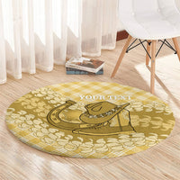 Melemele Hawaii Cowboy Palaka Motifs Personalised Round Carpet Paniolo Festival Puakenikeni Lei LT14 - Polynesian Pride