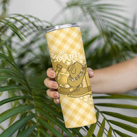 Melemele Hawaii Cowboy Palaka Motifs Personalised Skinny Tumbler Paniolo Festival Puakenikeni Lei LT14 - Polynesian Pride