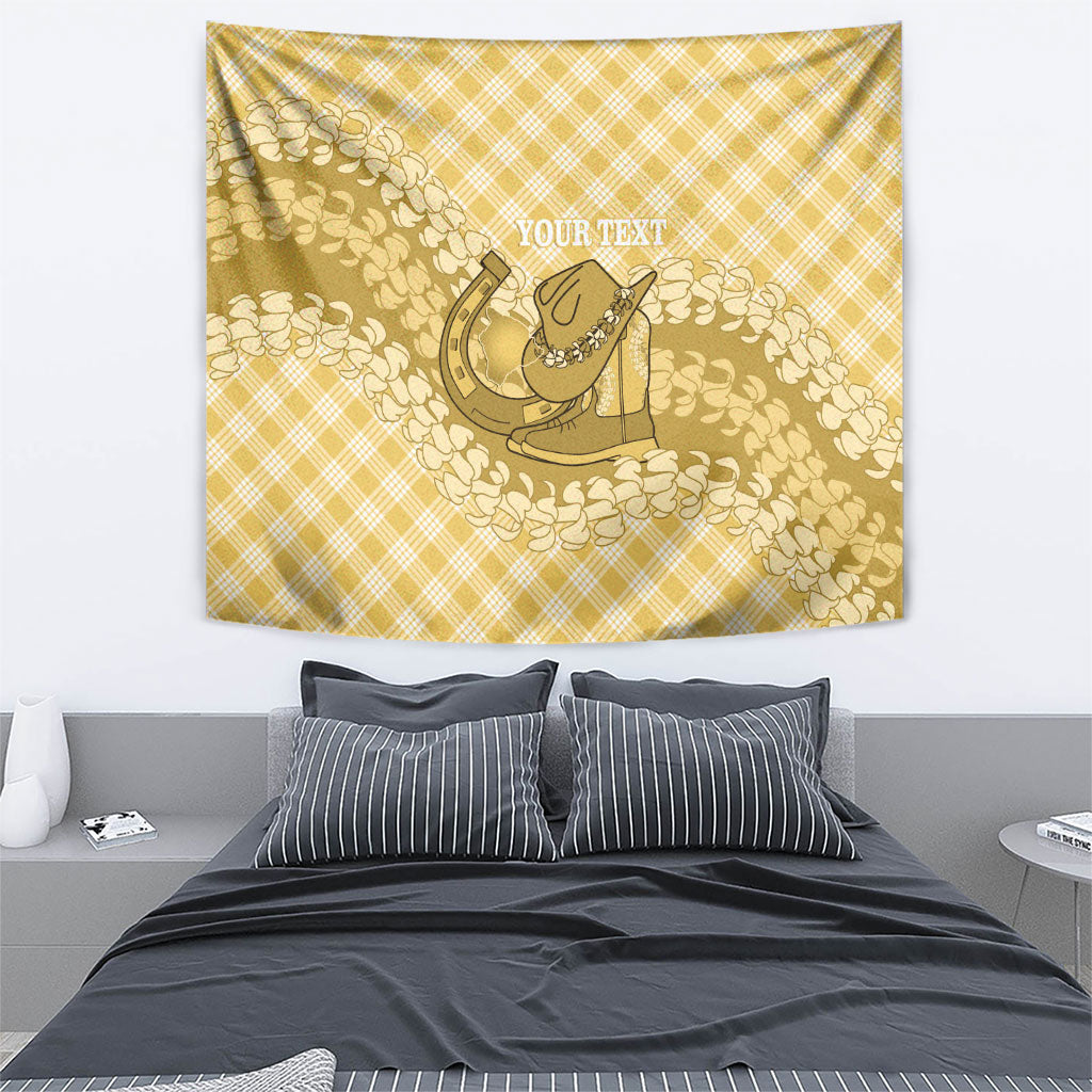Melemele Hawaii Cowboy Palaka Motifs Personalised Tapestry Paniolo Festival Puakenikeni Lei LT14 - Polynesian Pride