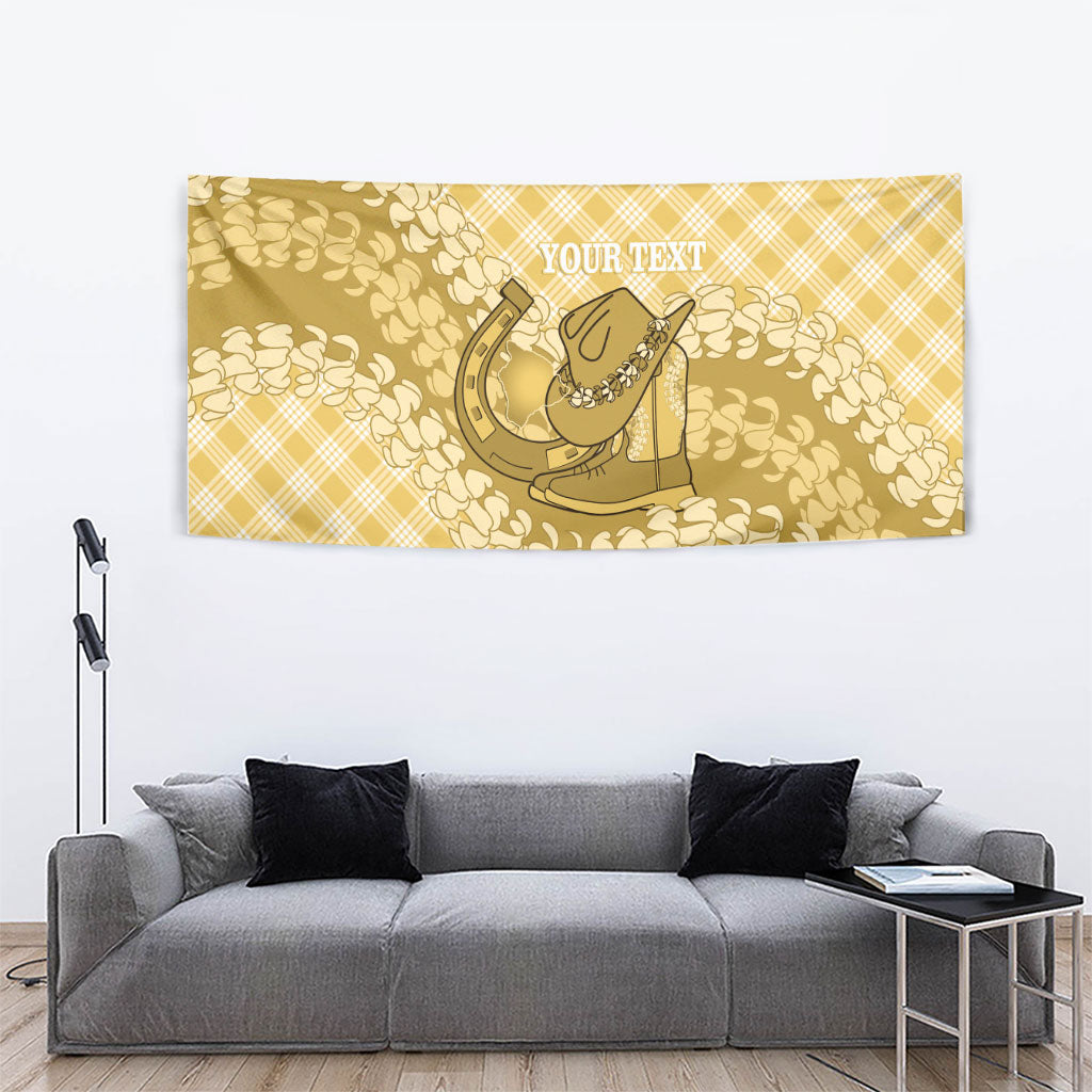 Melemele Hawaii Cowboy Palaka Motifs Personalised Tapestry Paniolo Festival Puakenikeni Lei LT14 - Polynesian Pride