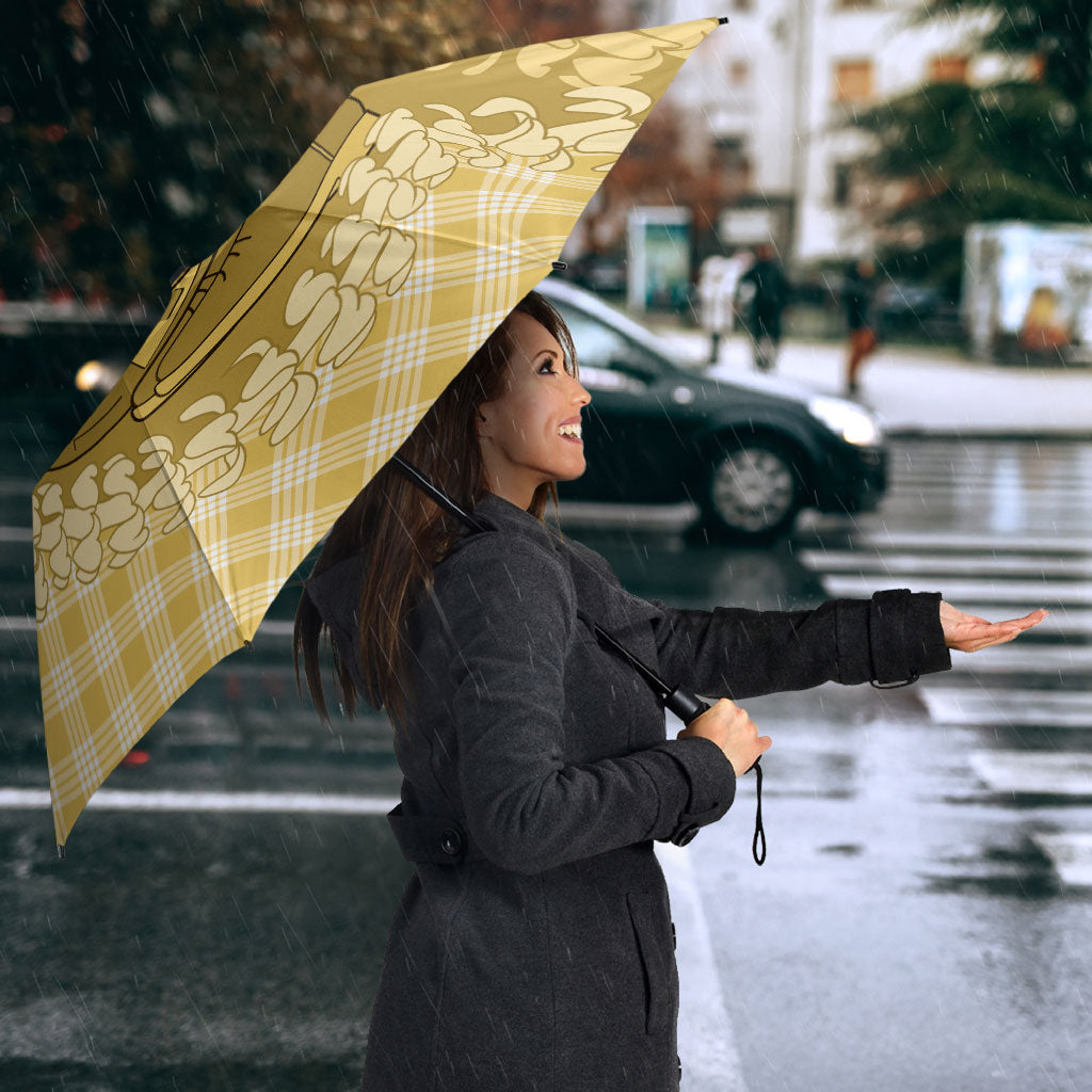 Melemele Hawaii Cowboy Palaka Motifs Personalised Umbrella Paniolo Festival Puakenikeni Lei LT14 - Polynesian Pride