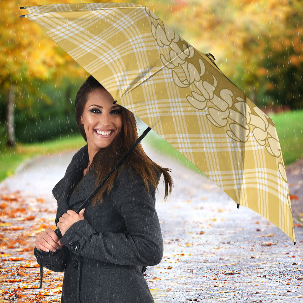 Melemele Hawaii Cowboy Palaka Motifs Personalised Umbrella Paniolo Festival Puakenikeni Lei LT14 - Polynesian Pride