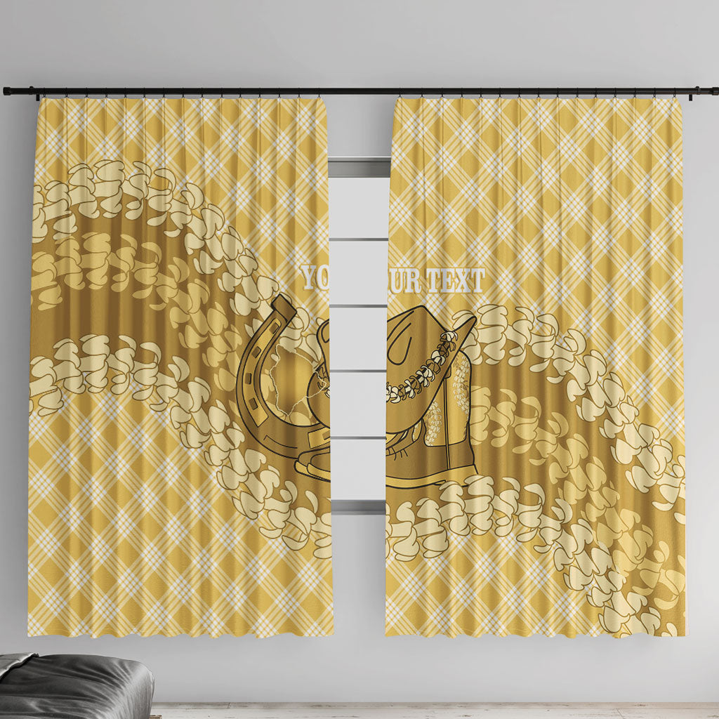 Melemele Hawaii Cowboy Palaka Motifs Personalised Window Curtain Paniolo Festival Puakenikeni Lei LT14 With Hooks Yellow - Polynesian Pride