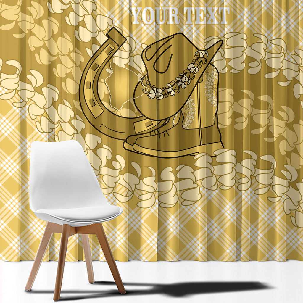 Melemele Hawaii Cowboy Palaka Motifs Personalised Window Curtain Paniolo Festival Puakenikeni Lei LT14 - Polynesian Pride