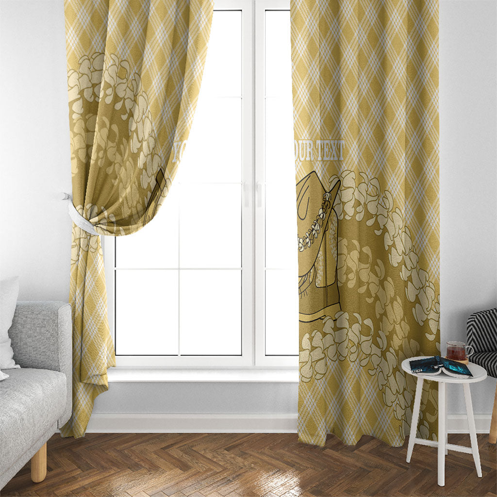 Melemele Hawaii Cowboy Palaka Motifs Personalised Window Curtain Paniolo Festival Puakenikeni Lei LT14 - Polynesian Pride