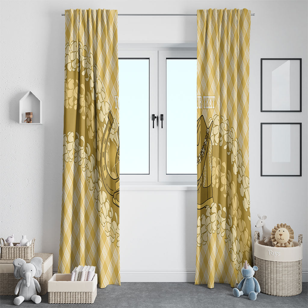 Melemele Hawaii Cowboy Palaka Motifs Personalised Window Curtain Paniolo Festival Puakenikeni Lei LT14 - Polynesian Pride