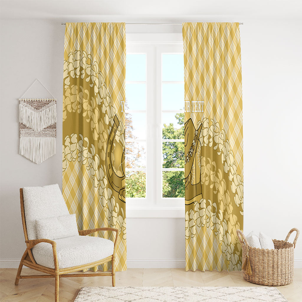 Melemele Hawaii Cowboy Palaka Motifs Personalised Window Curtain Paniolo Festival Puakenikeni Lei LT14 - Polynesian Pride