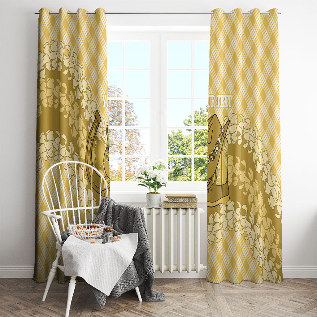 Melemele Hawaii Cowboy Palaka Motifs Personalised Window Curtain Paniolo Festival Puakenikeni Lei LT14 - Polynesian Pride