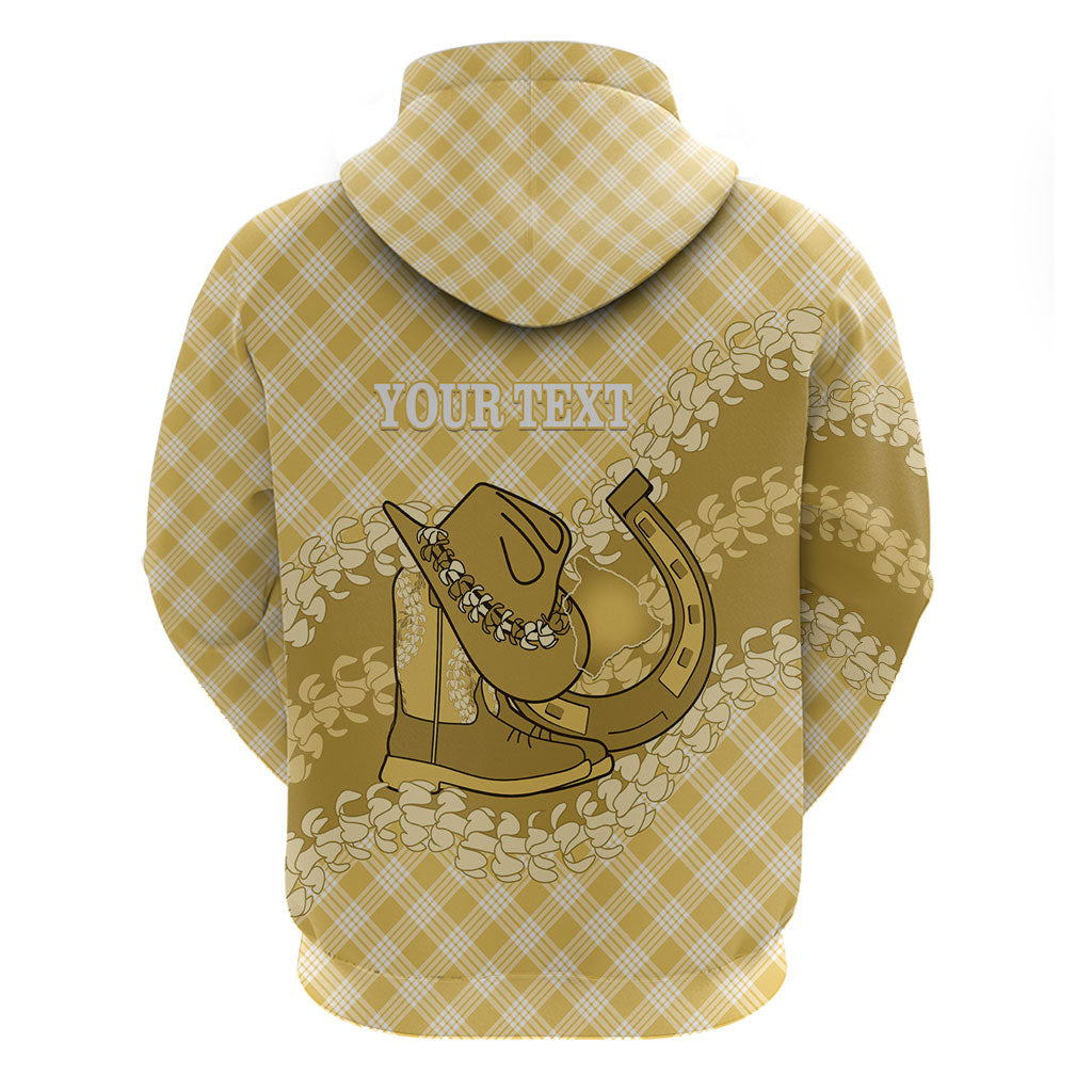 Melemele Hawaii Cowboy Palaka Motifs Personalised Zip Hoodie Paniolo Festival Puakenikeni Lei LT14 - Polynesian Pride