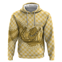 Melemele Hawaii Cowboy Palaka Motifs Personalised Zip Hoodie Paniolo Festival Puakenikeni Lei LT14 Pullover Hoodie Yellow - Polynesian Pride