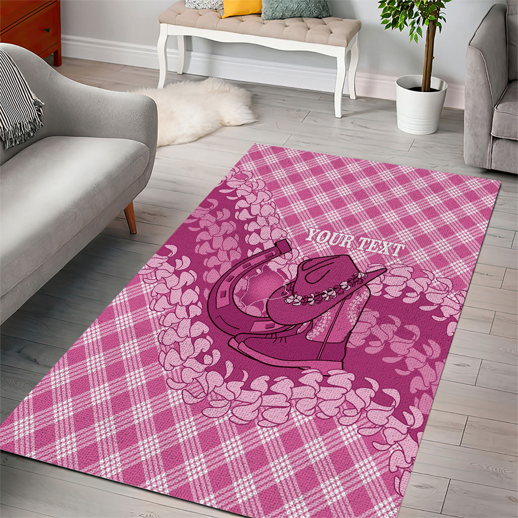 Alaka Hawaii Cowboy Palaka Motifs Personalised Area Rug Paniolo Festival Puakenikeni Lei LT14 - Polynesian Pride