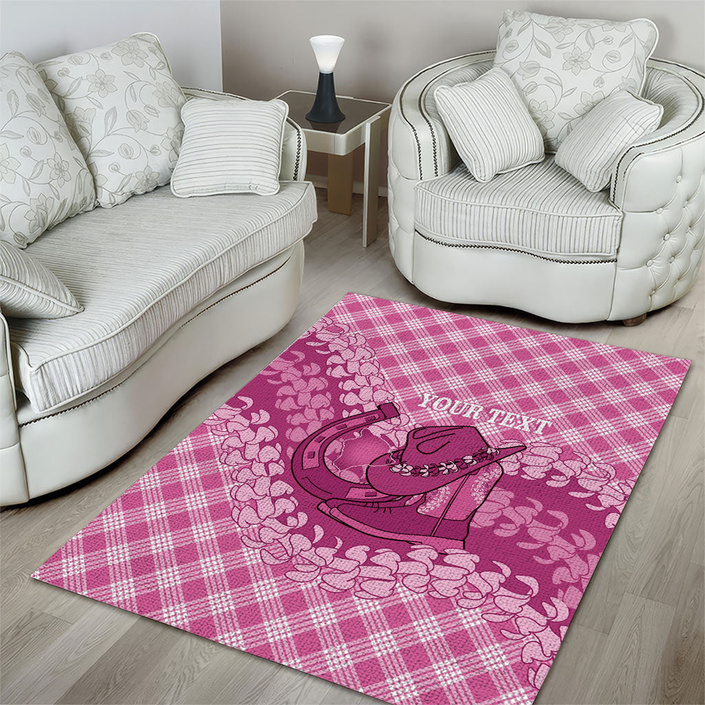 Alaka Hawaii Cowboy Palaka Motifs Personalised Area Rug Paniolo Festival Puakenikeni Lei LT14 - Polynesian Pride