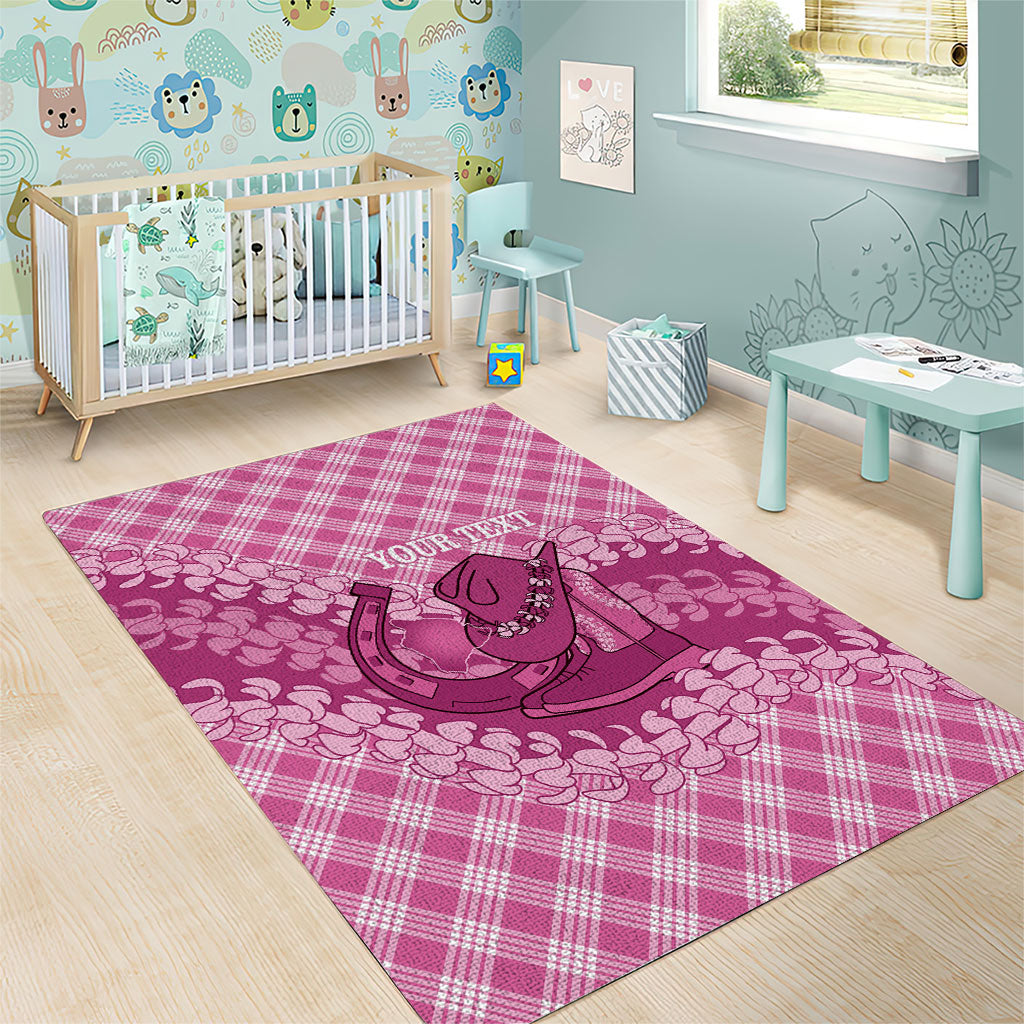Alaka Hawaii Cowboy Palaka Motifs Personalised Area Rug Paniolo Festival Puakenikeni Lei LT14 - Polynesian Pride