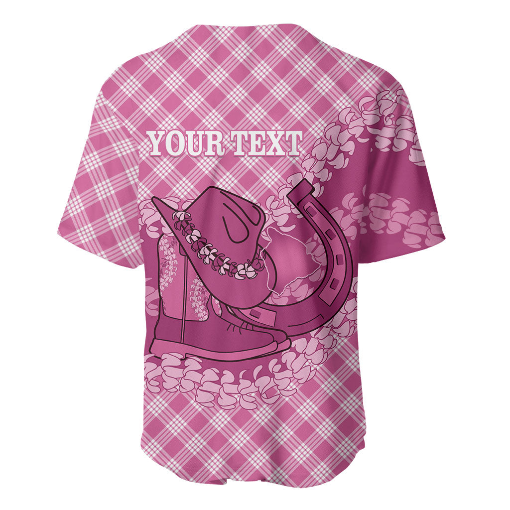 Alaka Hawaii Cowboy Palaka Motifs Personalised Baseball Jersey Paniolo Festival Puakenikeni Lei LT14 - Polynesian Pride