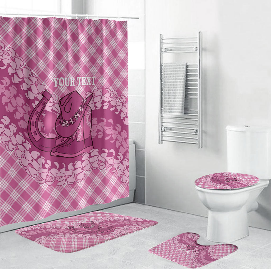 Alaka Hawaii Cowboy Palaka Motifs Personalised Bathroom Set Paniolo Festival Puakenikeni Lei LT14 Bathroom Set (4 pcs) Pink - Polynesian Pride
