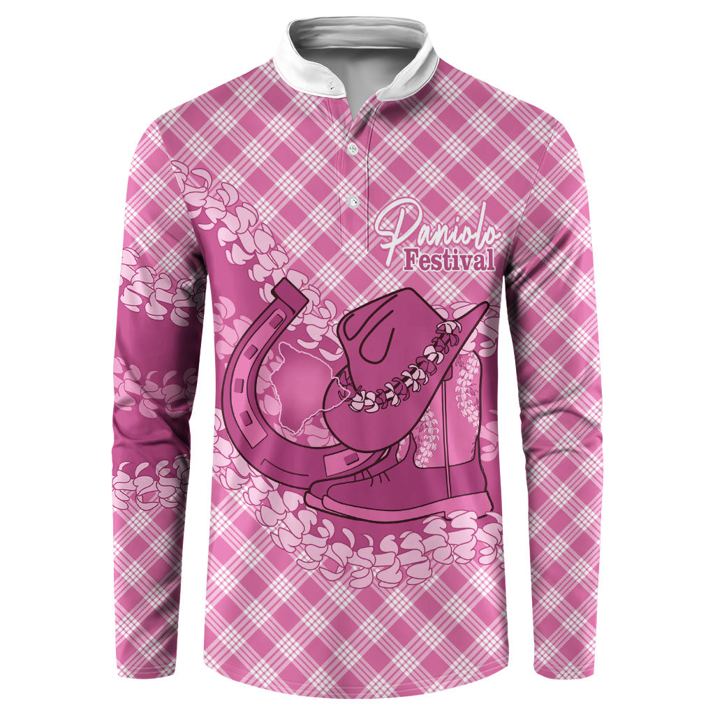 Alaka Hawaii Cowboy Palaka Motifs Personalised Button Sweatshirt Paniolo Festival Puakenikeni Lei LT14 Pink - Polynesian Pride