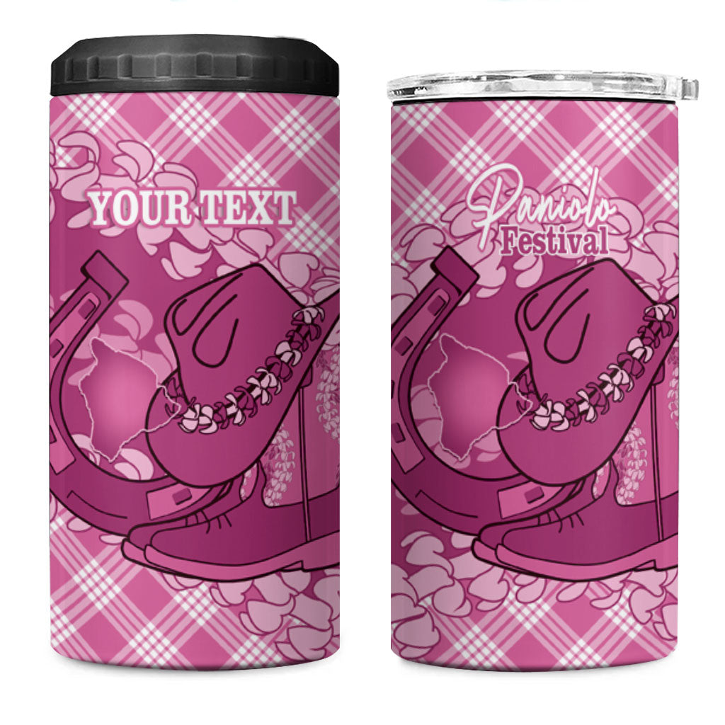 Alaka Hawaii Cowboy Palaka Motifs Personalised 4 in 1 Can Cooler Tumbler Paniolo Festival Puakenikeni Lei LT14 One Size: 16 oz Pink - Polynesian Pride