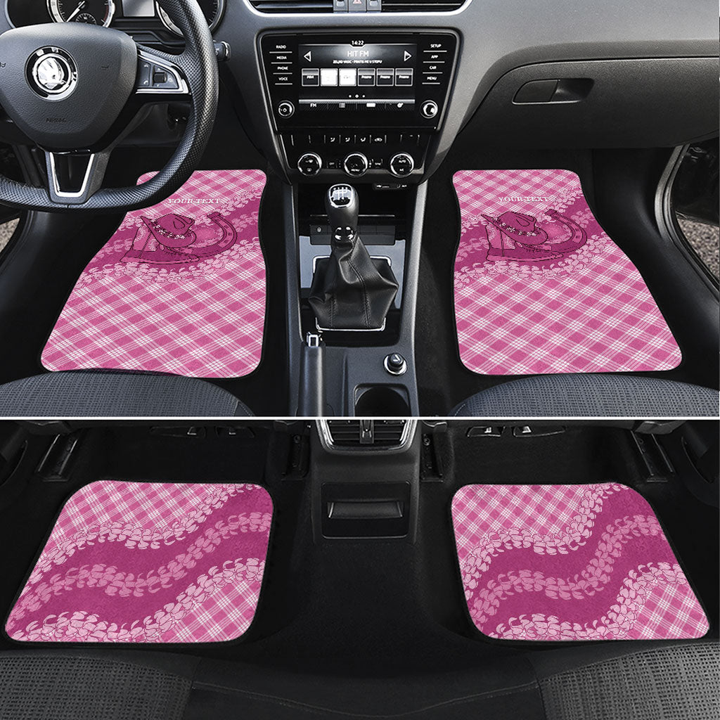 Alaka Hawaii Cowboy Palaka Motifs Personalised Car Mats Paniolo Festival Puakenikeni Lei LT14 Set 4pcs Pink - Polynesian Pride