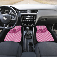 Alaka Hawaii Cowboy Palaka Motifs Personalised Car Mats Paniolo Festival Puakenikeni Lei LT14 Set 2pcs - Front Pink - Polynesian Pride