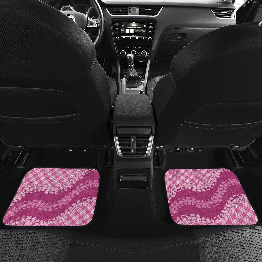 Alaka Hawaii Cowboy Palaka Motifs Personalised Car Mats Paniolo Festival Puakenikeni Lei LT14 Set 2pcs - Back Pink - Polynesian Pride