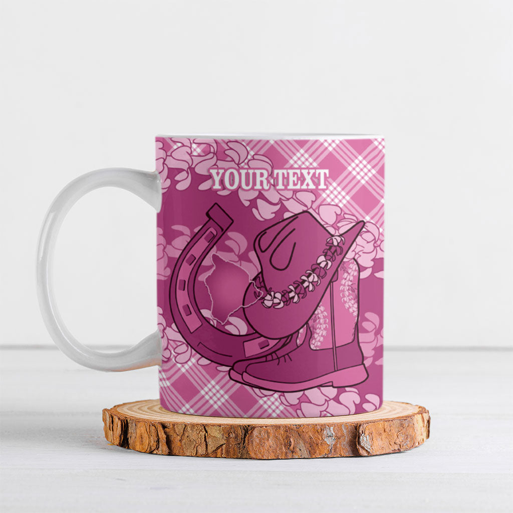 Alaka Hawaii Cowboy Palaka Motifs Personalised Ceramic Mug Paniolo Festival Puakenikeni Lei LT14 Pink - Polynesian Pride