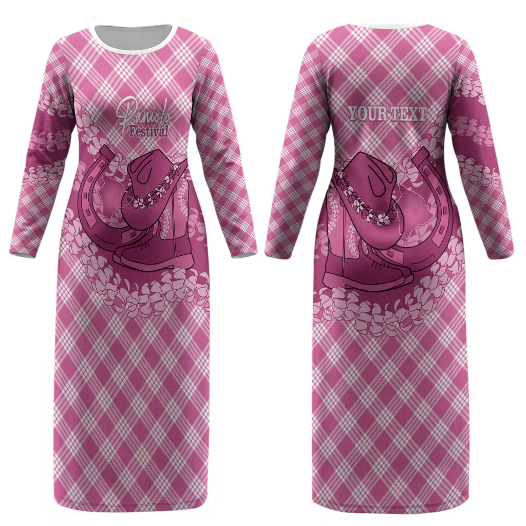 Alaka Hawaii Cowboy Palaka Motifs Personalised Couples Matching Long Sleeve Bodycon Dress and Hawaiian Shirt Paniolo Festival Puakenikeni Lei LT14 - Polynesian Pride