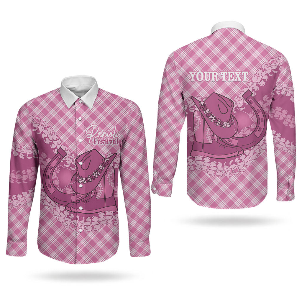 Alaka Hawaii Cowboy Palaka Motifs Personalised Couples Matching Puletasi and Long Sleeve Button Shirt Paniolo Festival Puakenikeni Lei LT14 - Polynesian Pride
