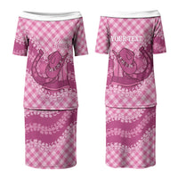 Alaka Hawaii Cowboy Palaka Motifs Personalised Couples Matching Puletasi and Long Sleeve Button Shirt Paniolo Festival Puakenikeni Lei LT14 - Polynesian Pride