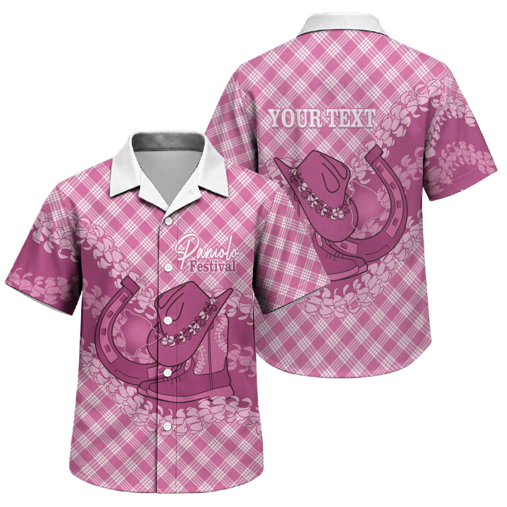 Alaka Hawaii Cowboy Palaka Motifs Personalised Family Matching Long Sleeve Bodycon Dress and Hawaiian Shirt Paniolo Festival Puakenikeni Lei LT14 Son's Shirt Pink - Polynesian Pride