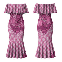 Alaka Hawaii Cowboy Palaka Motifs Personalised Family Matching Mermaid Dress and Hawaiian Shirt Paniolo Festival Puakenikeni Lei LT14 Mom's Dress Pink - Polynesian Pride