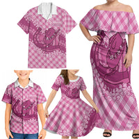 Alaka Hawaii Cowboy Palaka Motifs Personalised Family Matching Off Shoulder Maxi Dress and Hawaiian Shirt Paniolo Festival Puakenikeni Lei LT14 - Polynesian Pride