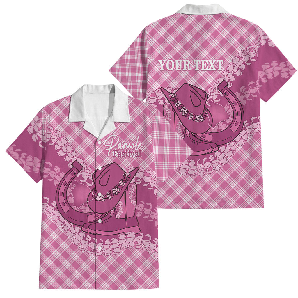 Alaka Hawaii Cowboy Palaka Motifs Personalised Family Matching Puletasi and Hawaiian Shirt Paniolo Festival Puakenikeni Lei LT14 Dad's Shirt - Short Sleeve Pink - Polynesian Pride