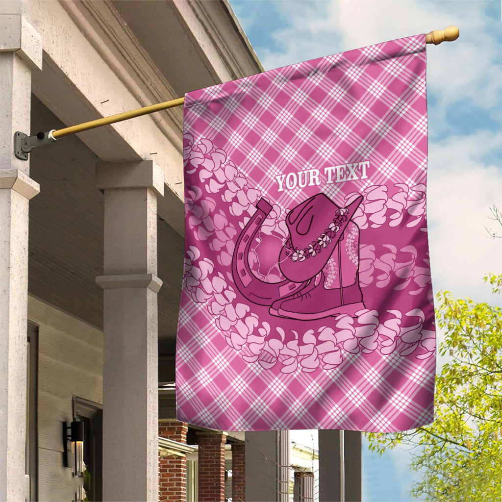 Alaka Hawaii Cowboy Palaka Motifs Personalised Garden Flag Paniolo Festival Puakenikeni Lei LT14 House Flag Pink - Polynesian Pride