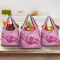 Alaka Hawaii Cowboy Palaka Motifs Personalised Grocery Bag Paniolo Festival Puakenikeni Lei LT14 3-pack One Size Pink - Polynesian Pride
