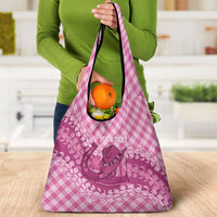 Alaka Hawaii Cowboy Palaka Motifs Personalised Grocery Bag Paniolo Festival Puakenikeni Lei LT14 - Polynesian Pride
